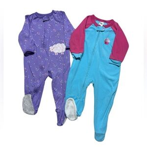 Toddler Baby Girl Long Sleeve Footed Pajamas Bundle | 18M | Carter’s and Gerber